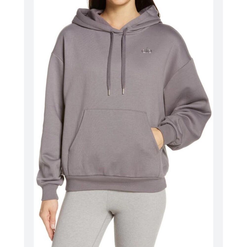 Alo Yoga Accolade Pullover Hoodie Purple Dusk Activewear Gym Women's Sz M No Tag - Picture 2 of 7